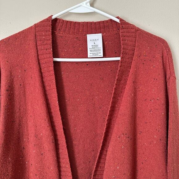 Serra Cardigan Sweater Womens LARGE Open Front Long Pockets Boho Donegal Preppy - Picture 2 of 10